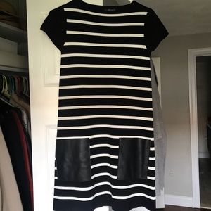 Zara Knit Stripped dress with leather pocket